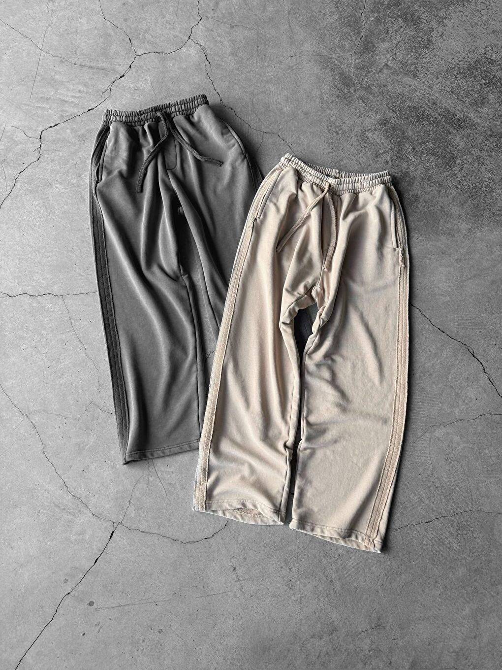 Bej Erkek Baggy Fit Yıkamalı Jogger Pantolon Taş-4