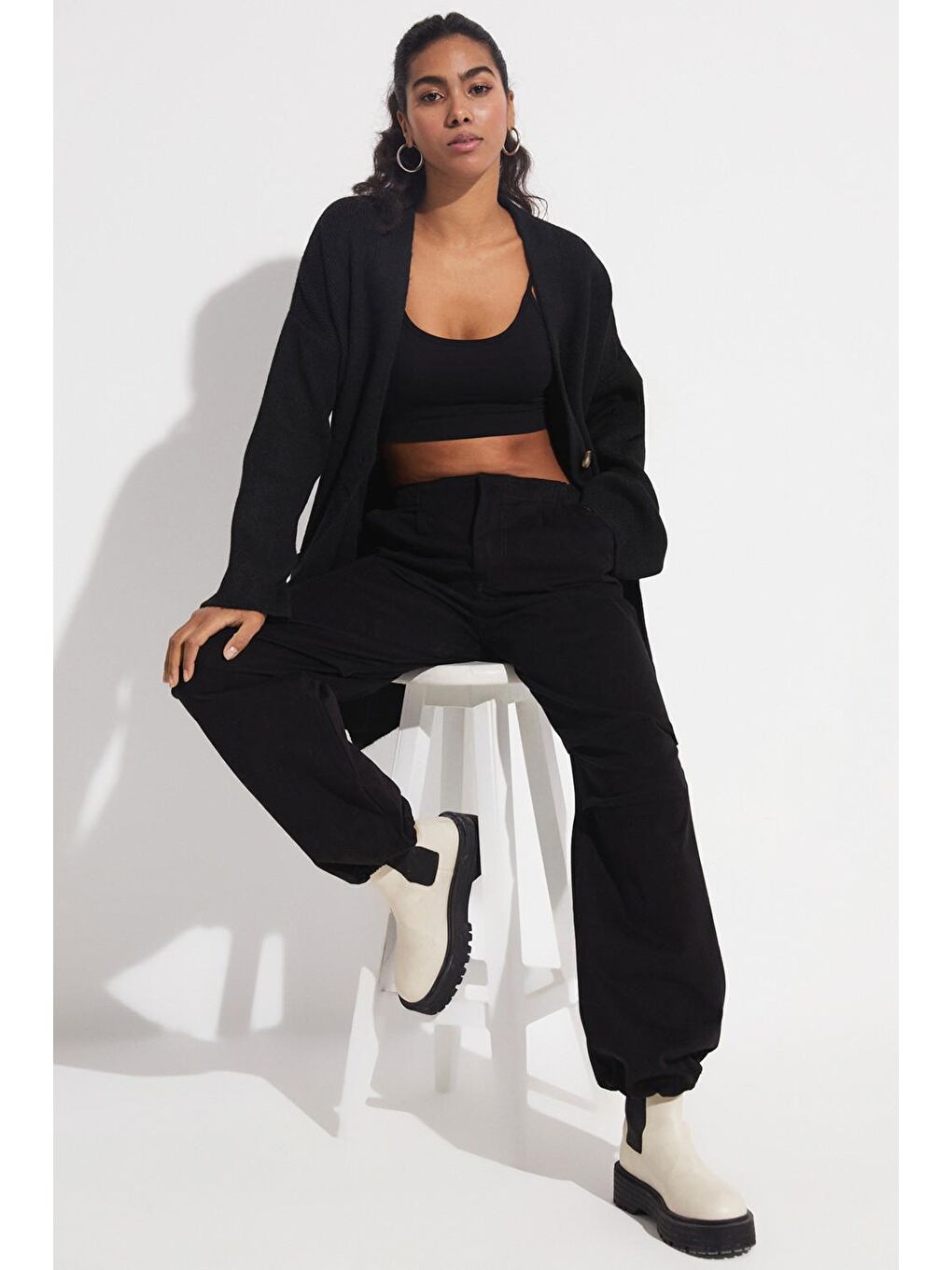 Siyah Pamuk Pantolon-2