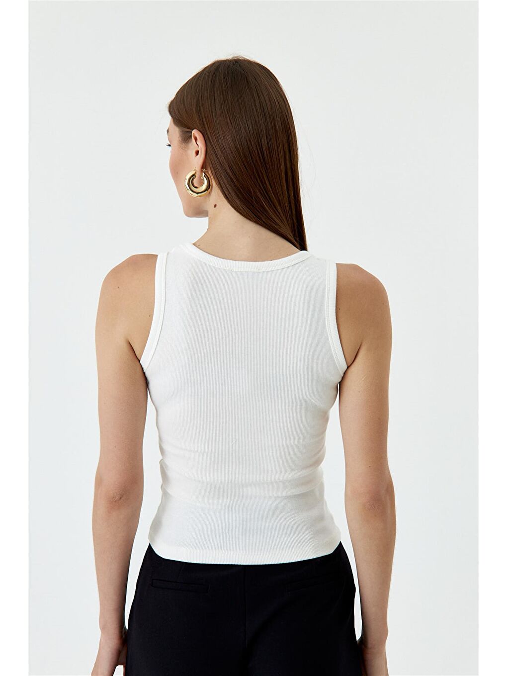 Fitilli Basic Nakışlı Ekru Kadın Atlet-5