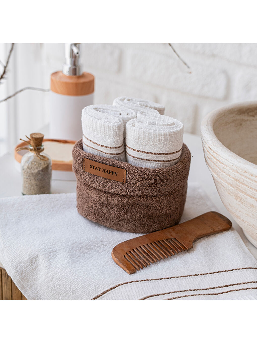 Home Daily 4 lü Havlu Seti 30x50 Cm-Kahverengi-5
