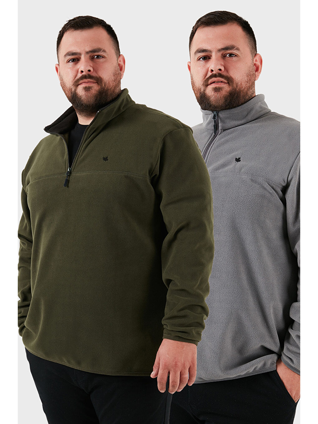 Gri Regular Fit Anti-Pilling Büyük Beden Dik Yaka Kışlık Şardonlu 2'li Paket Polar 5906001BS2