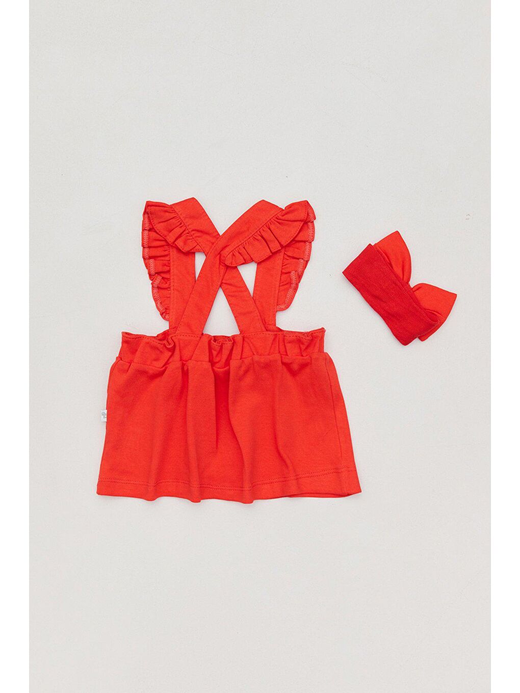 Turuncu Baskılı Kız Bebek  Tokalı Takım-1