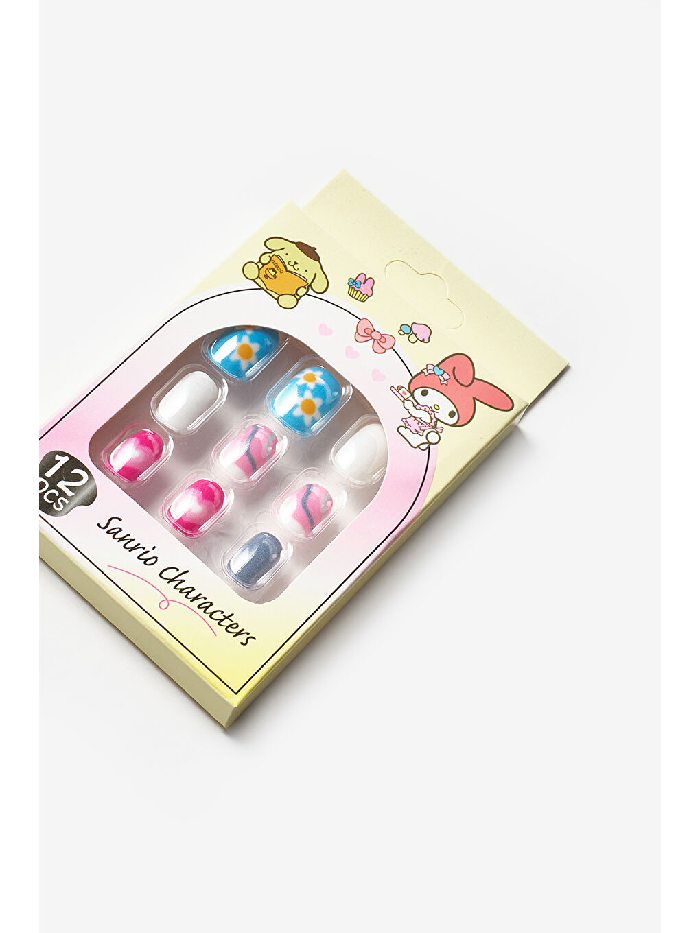 Çok Renkli  Çiçek Temalı Kız Çocuk Takma Tırnak