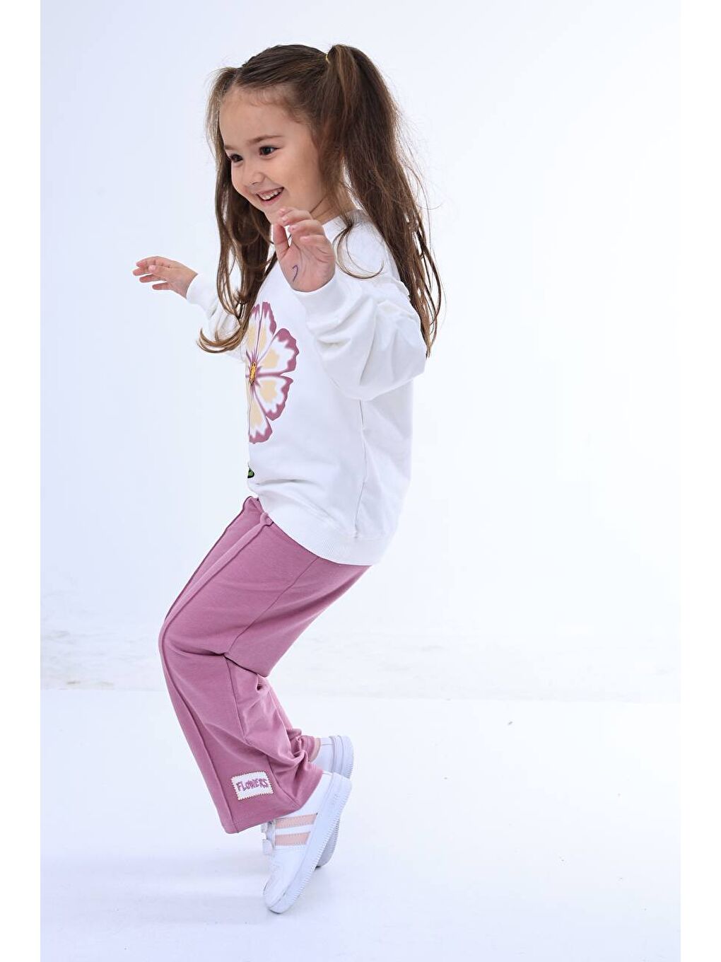 Pina Kids Pembe Kız Çocuk Çiçek Baskılı Eşofman Takımı ESF.0085 - 2