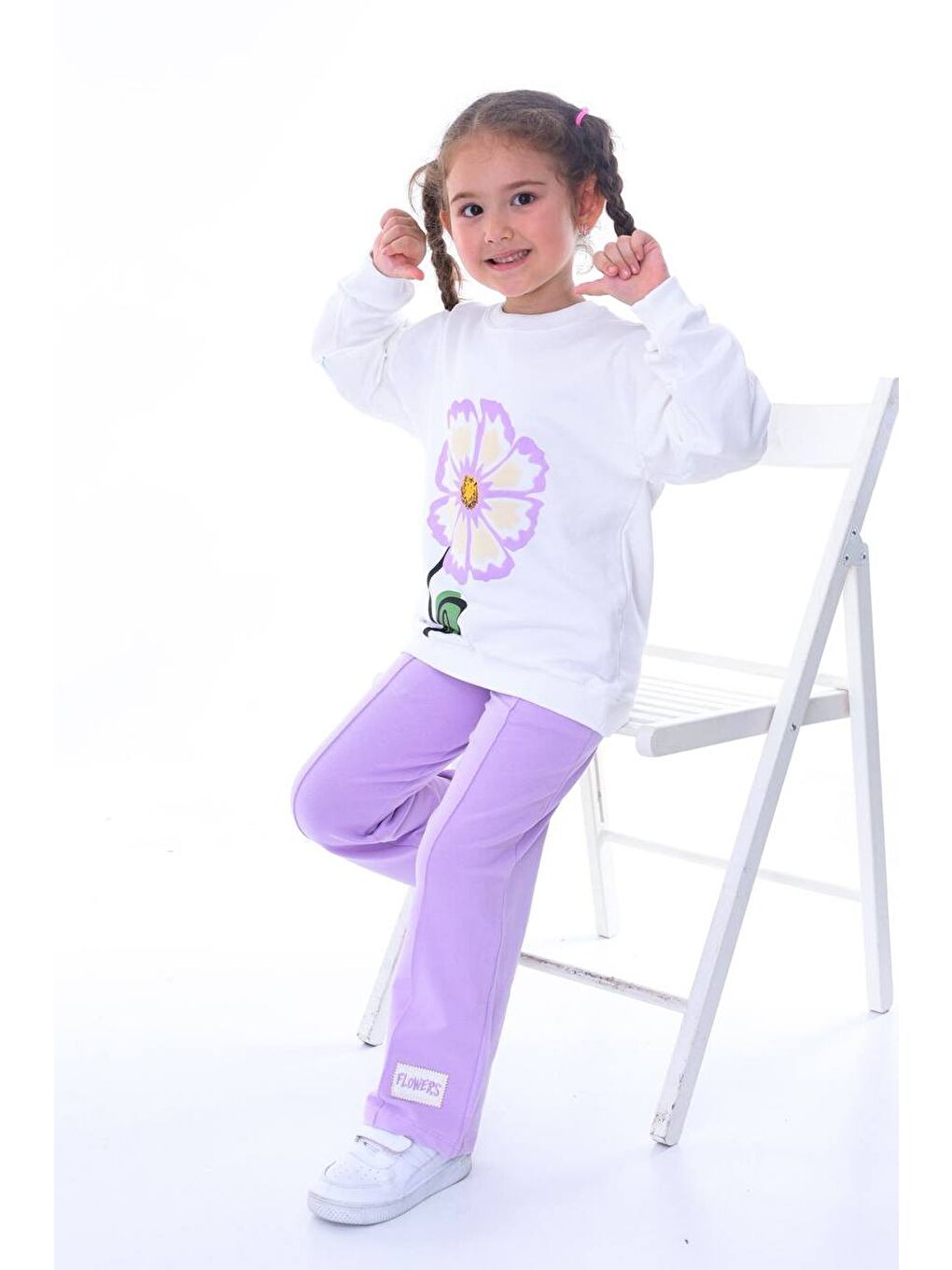 Pina Kids Lila Kız Çocuk Çiçek Baskılı Eşofman Takımı ESF.0085