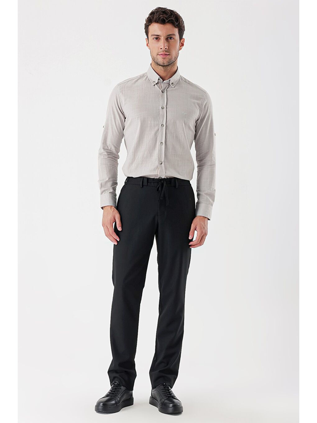 Siyah Esnek Yandan Cepli Casual Slim Fit  Erkek Pantolon 1003235121-4