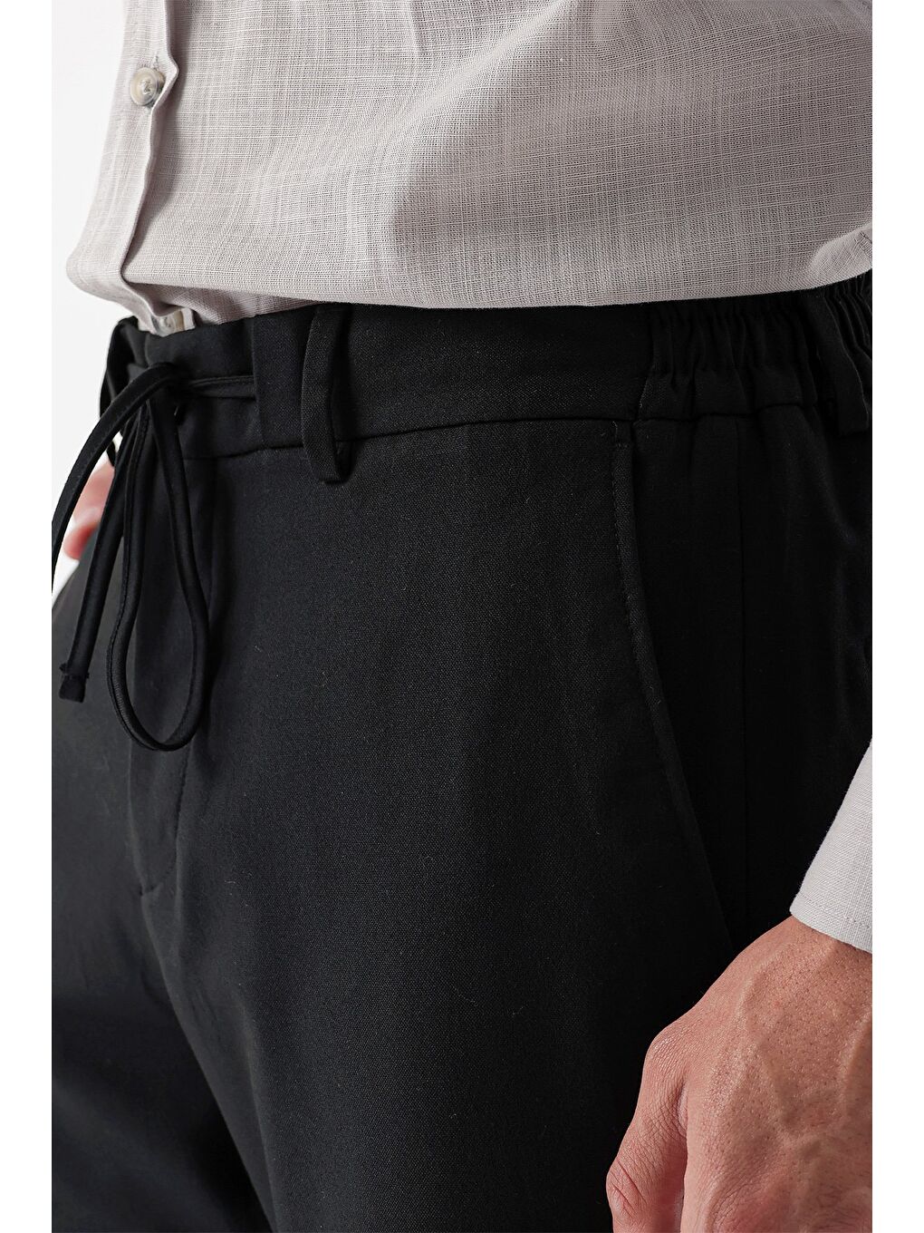 Siyah Esnek Yandan Cepli Casual Slim Fit  Erkek Pantolon 1003235121-5