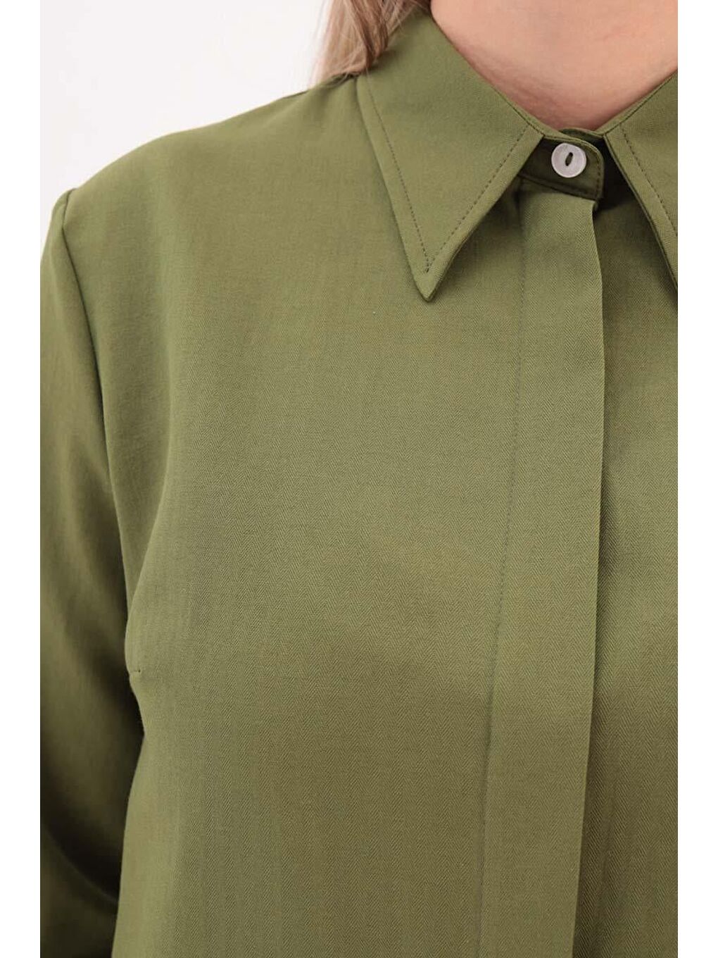 Haki-Gizli Patlı Gömlek Tunik-4