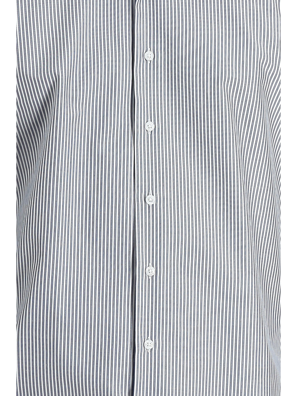 Lacivert Uzun Kol Slim Fit Dar Kesim Çizgili Pamuklu Kolay Ütülenebilir Gömlek-2