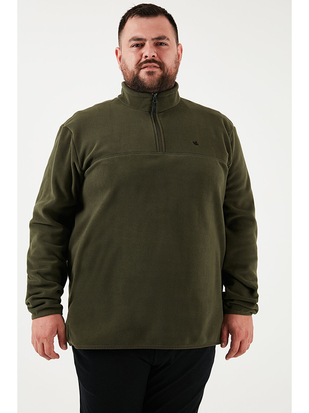 Haki Regular Fit Anti-Pilling Büyük Beden Dik Yaka Kışlık Şardonlu 2'li Paket Polar 5906001BS2-1