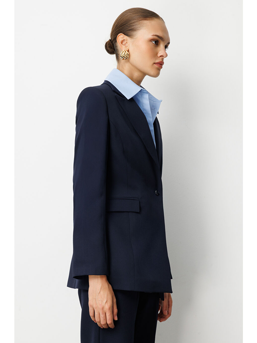 Tek Düğme Klasik Lacivert Ceket-2