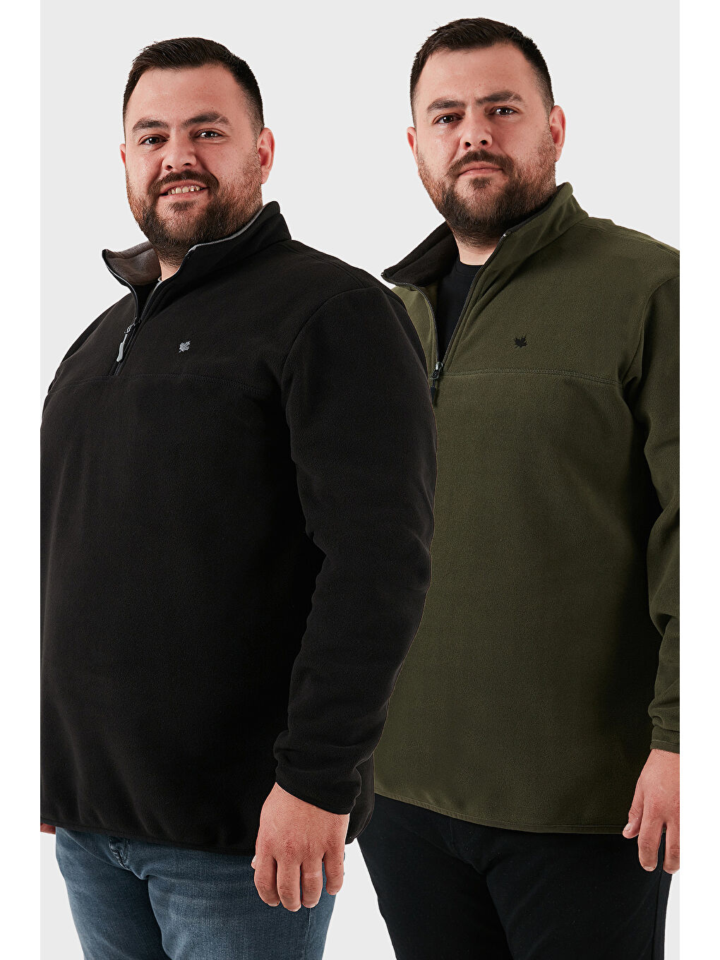 Haki Regular Fit Anti-Pilling Büyük Beden Dik Yaka Kışlık Şardonlu 2'li Paket Polar 5906001BS2