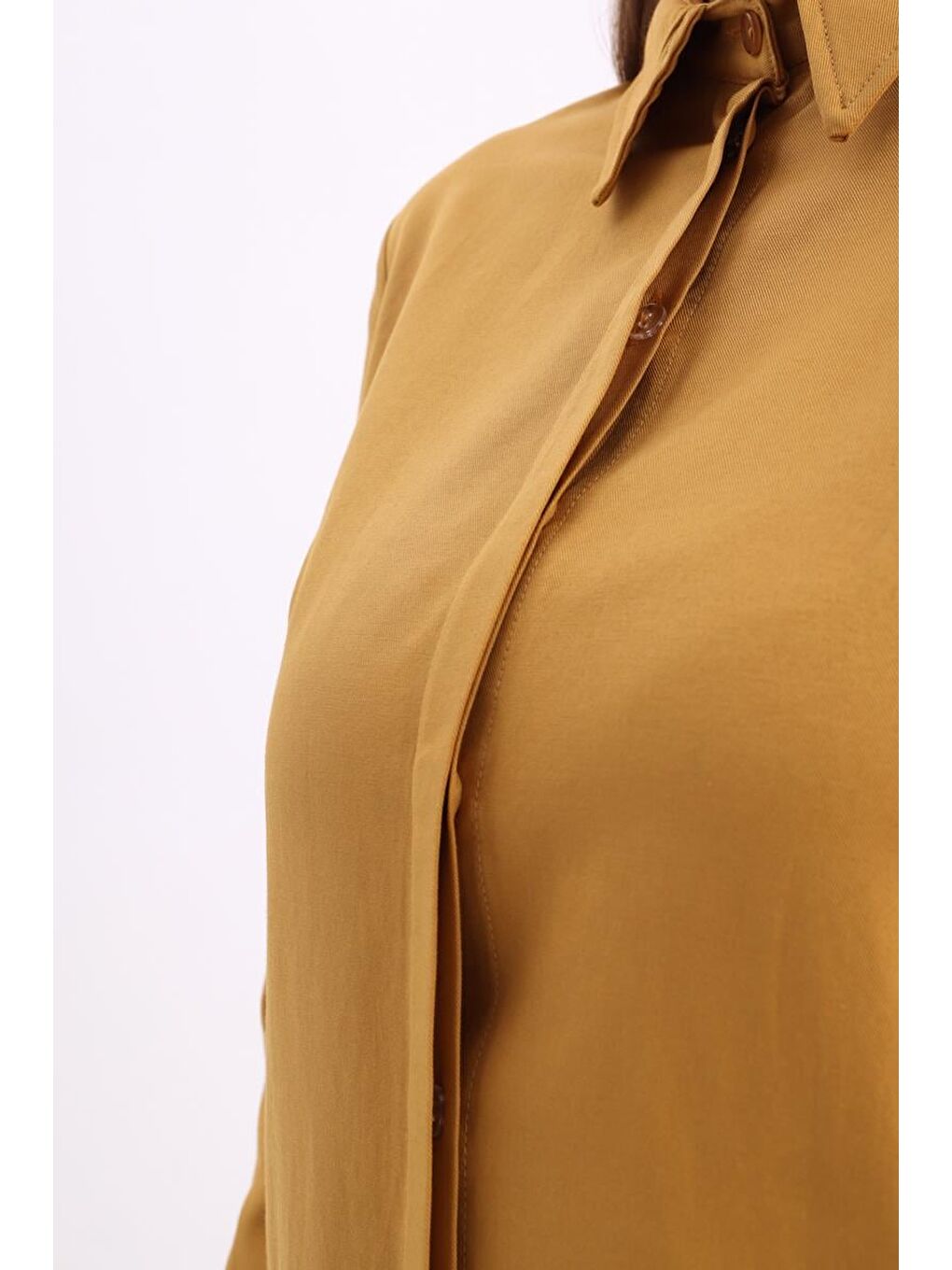 Koyu Sarı-Gizli Patlı Gömlek Tunik-4