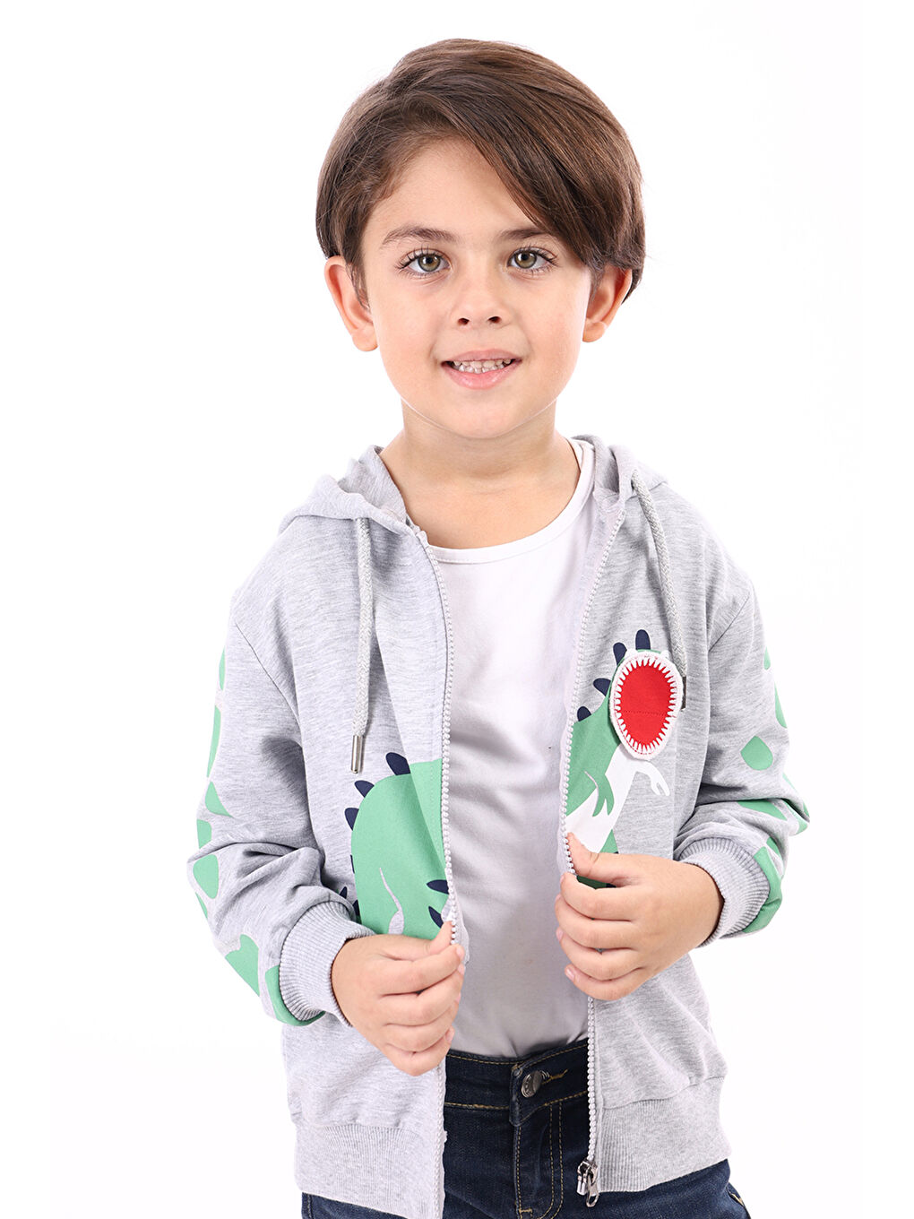 Toontoykids Gri Erkek Çocuk Baskılı Hırka