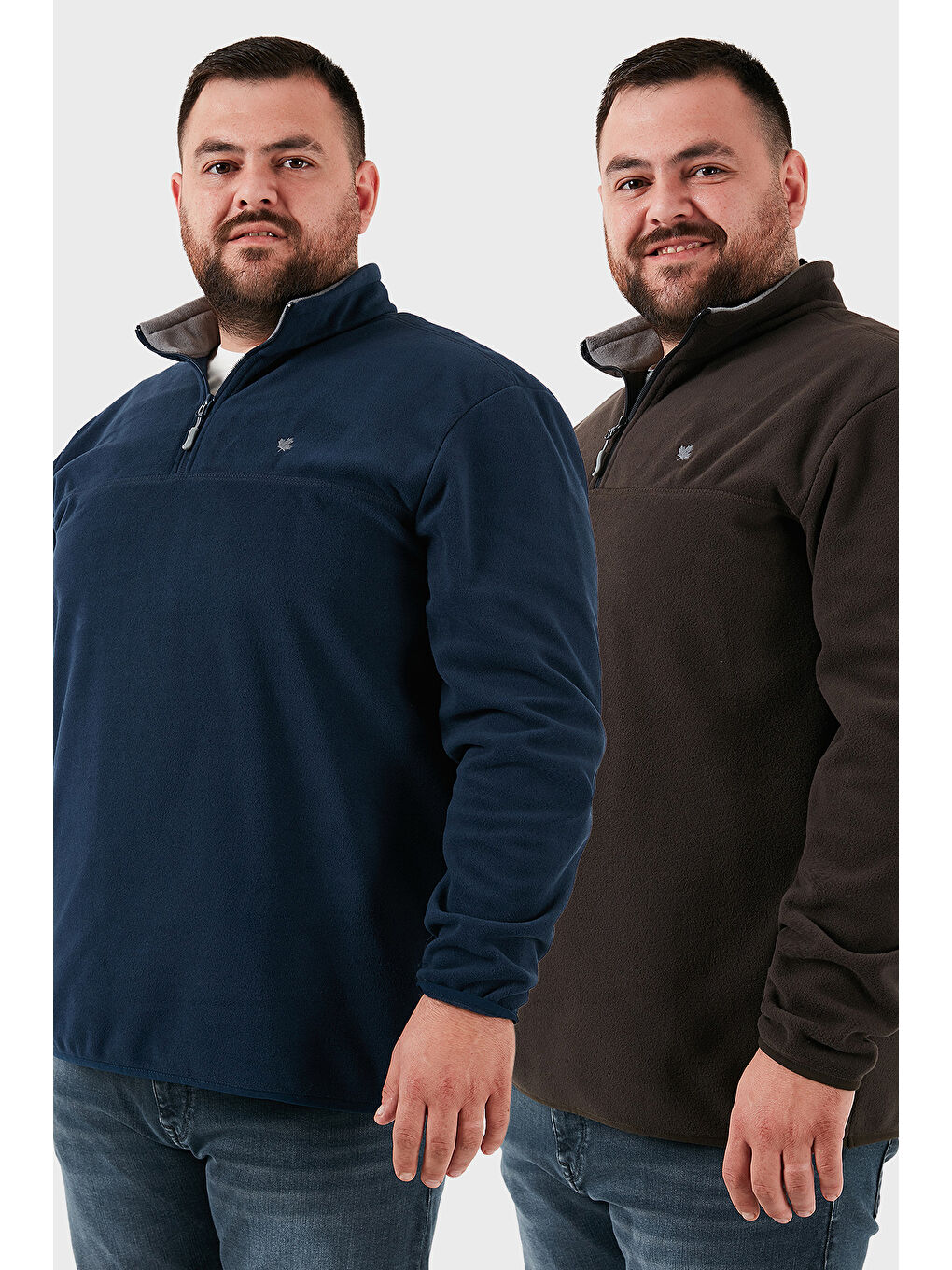 Antrasit Regular Fit Anti-Pilling Büyük Beden Dik Yaka Kışlık Şardonlu 2'li Paket Polar 5906001BS2