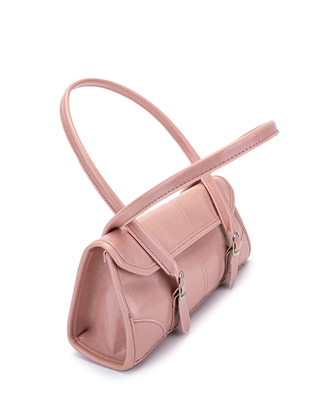 Pembe Suni Deri Baget Çift Toka Liars Pudra Kadın Kol Çanta-2