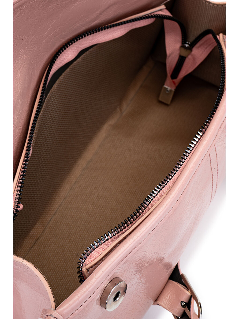 Pembe Suni Deri Baget Çift Toka Liars Pudra Kadın Kol Çanta-3