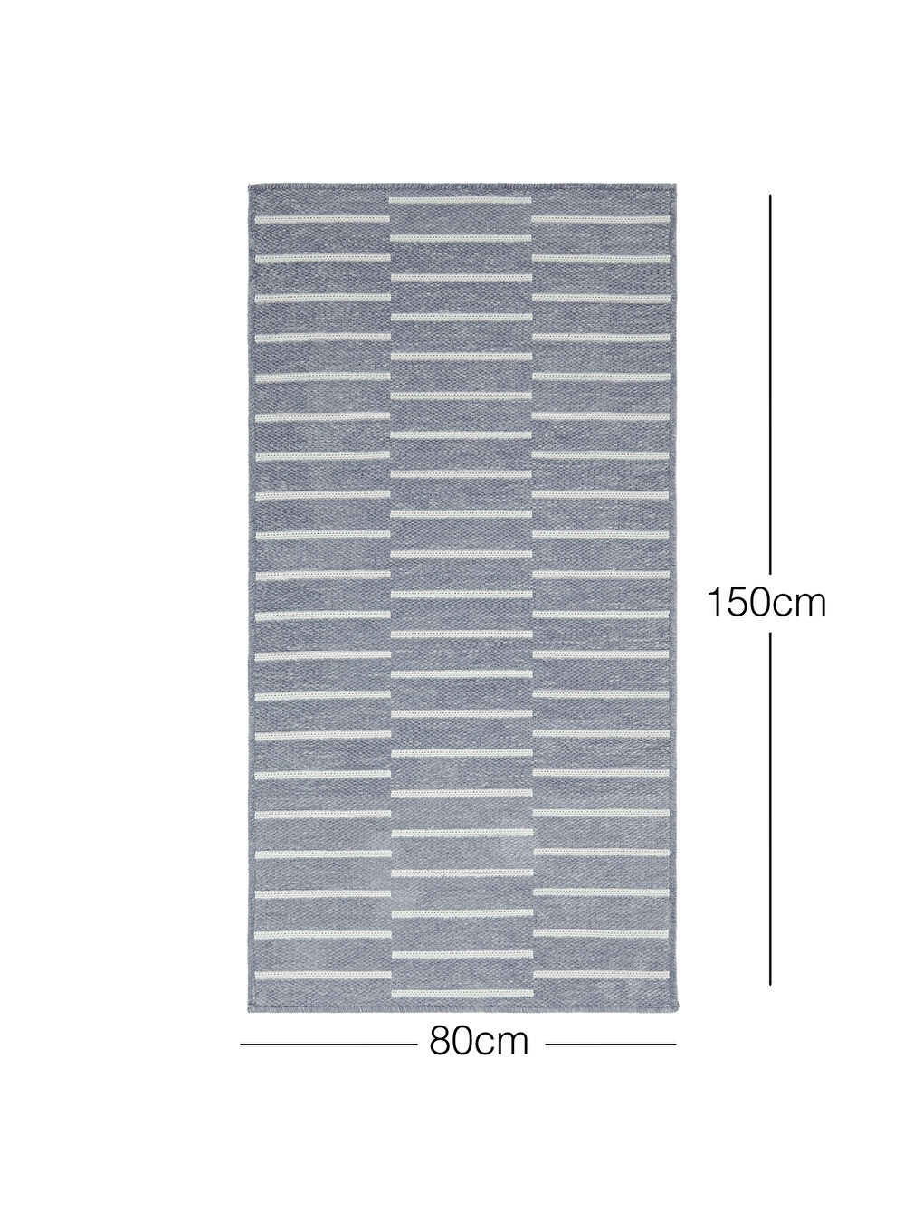 Gri Renk Çizgi Desenli Şönil Halı Kilim 80 x 150 cm-3