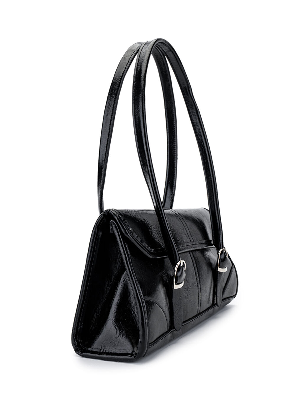 Suni Deri Baget Çift Toka Liars Siyah Kadın Kol Çanta-2