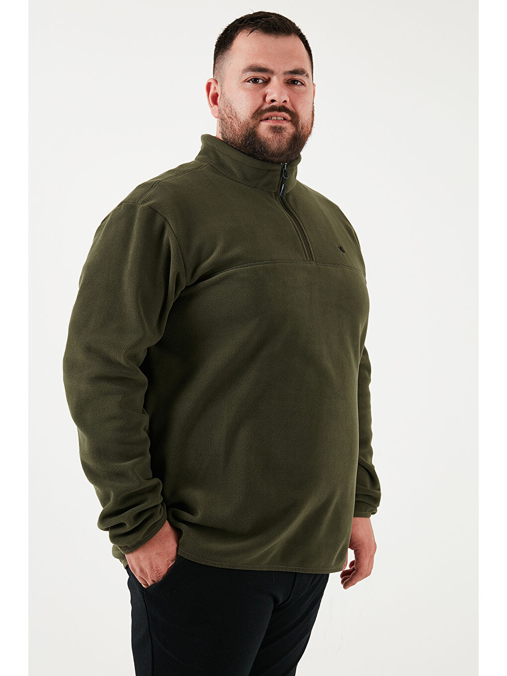 Haki Regular Fit Anti-Pilling Büyük Beden Dik Yaka Kışlık Şardonlu 2'li Paket Polar 5906001BS2-2