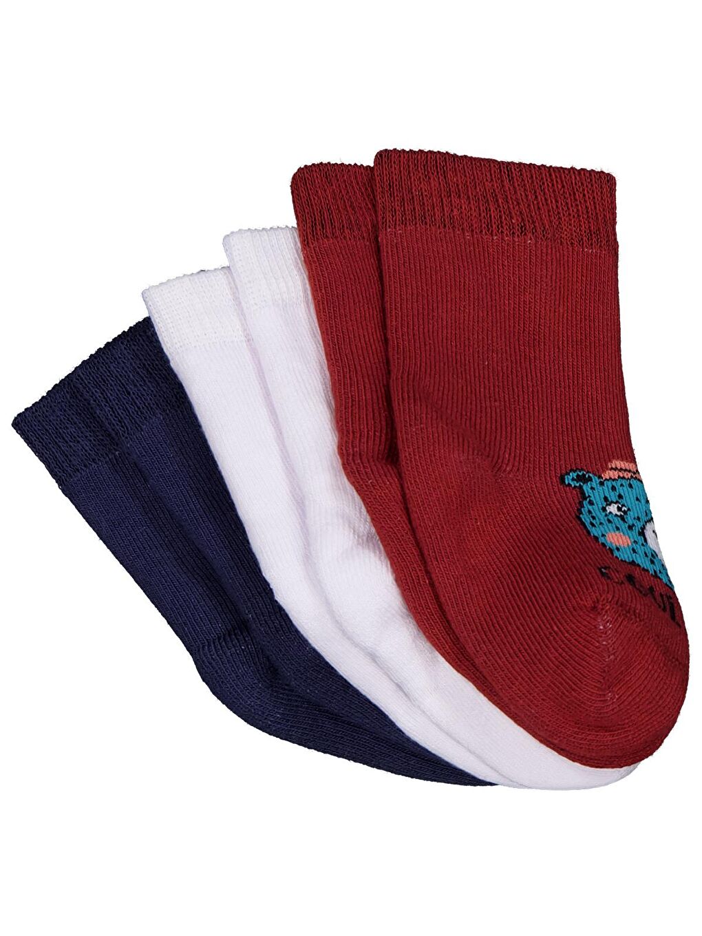 Beyaz Baby Animal Havlu 6- 3'lü Bebek Erk Çorap Set - Standart-1