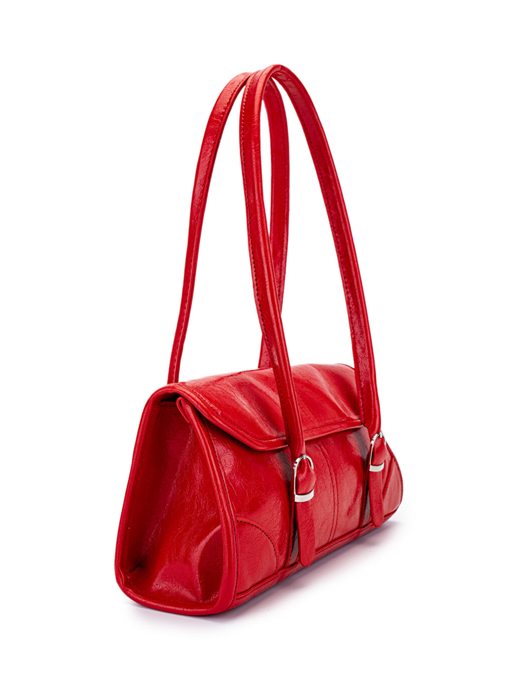 Suni Deri Baget Çift Toka Liars Kırmızı Kadın Kol Çanta-1