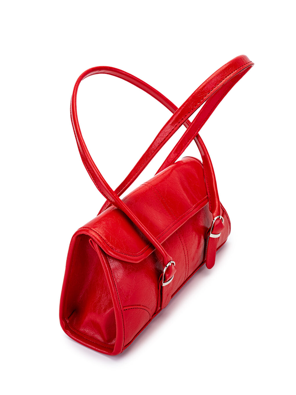 Suni Deri Baget Çift Toka Liars Kırmızı Kadın Kol Çanta-2