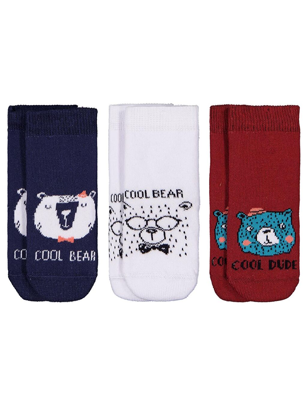 Beyaz Baby Animal Havlu 6- 3'lü Bebek Erk Çorap Set - Standart-4
