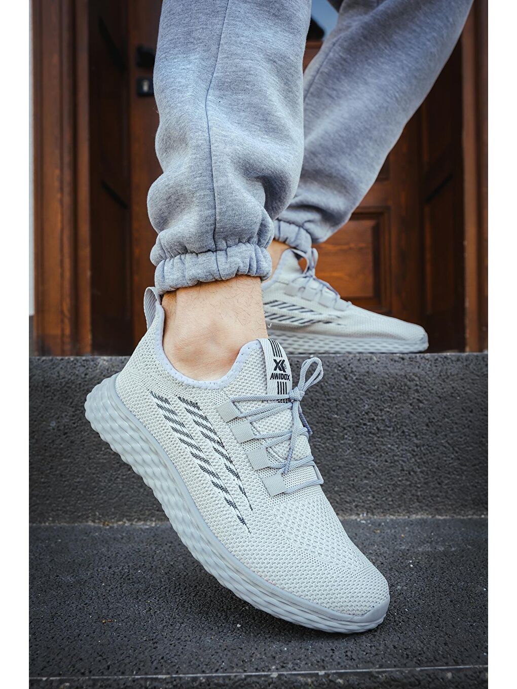 Gri Awd 2023 Bağcıklı Fileli Hafif Taban Erkek Sneaker