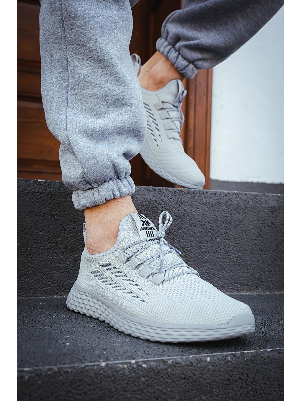 Gri Awd 2023 Bağcıklı Fileli Hafif Taban Erkek Sneaker-1