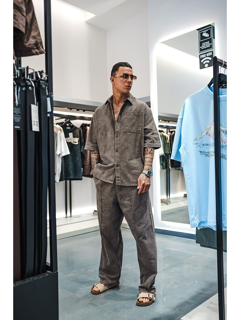 Kahverengi Erkek Baggy Fit Yıkamalı Beli Lastikli Pantolon Kahve-1