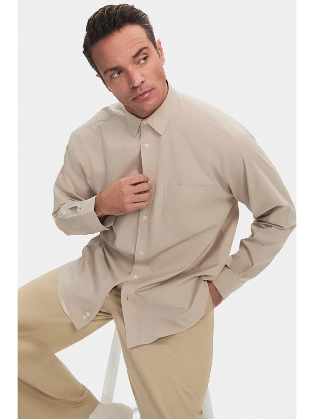 Haki Exclusive Erkek Oversize Gömlek-3