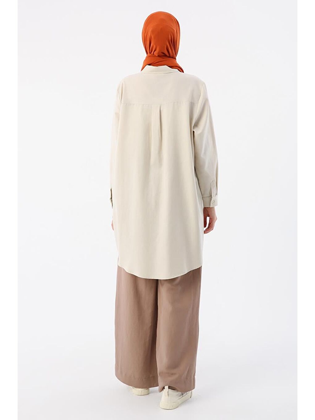Açık Bej-Büyük Beden Gömlek Tunik-3