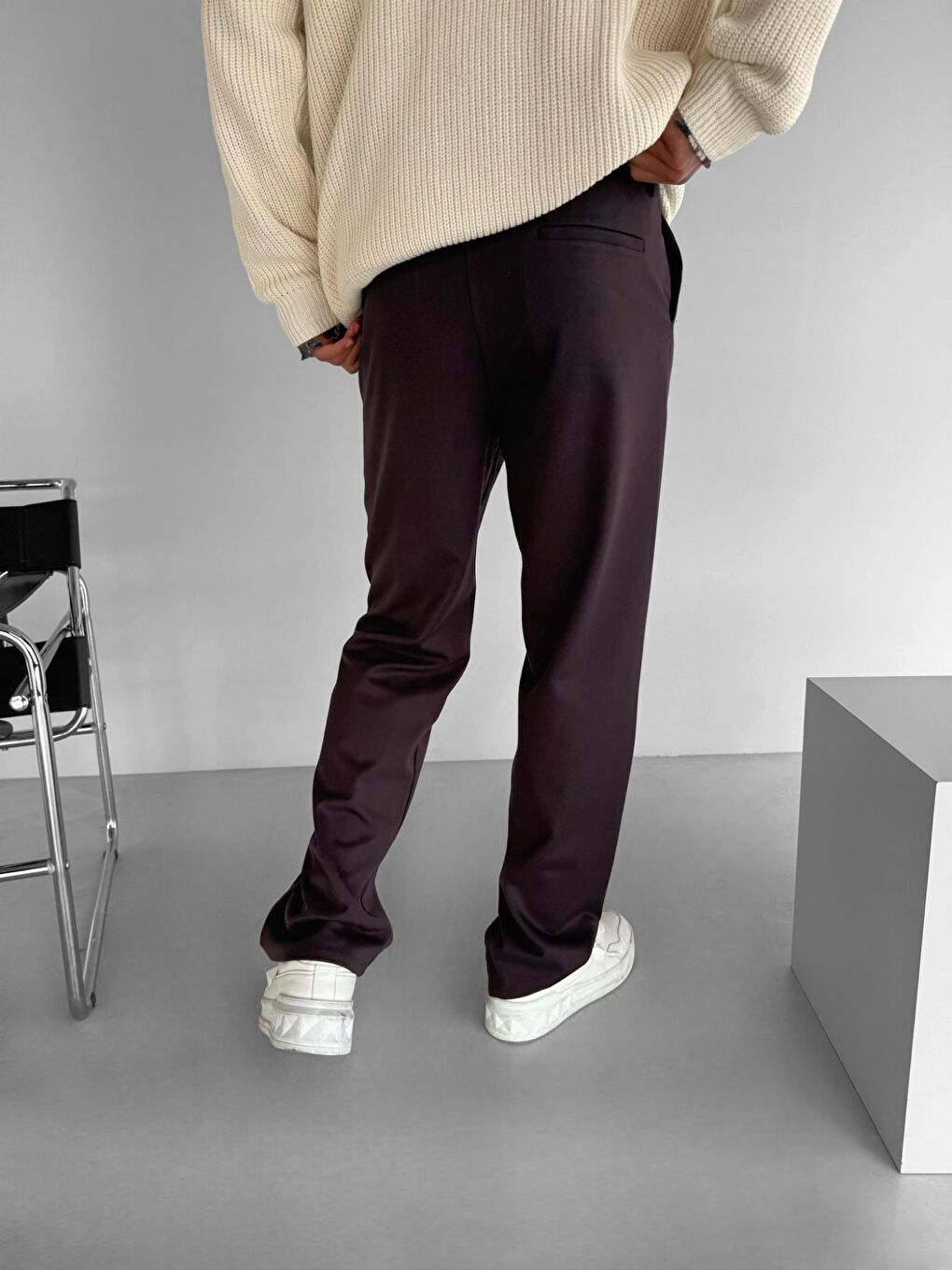 Erkek Baggy Fit Beli Lastikli Rahat Pantolon Mürdüm-4