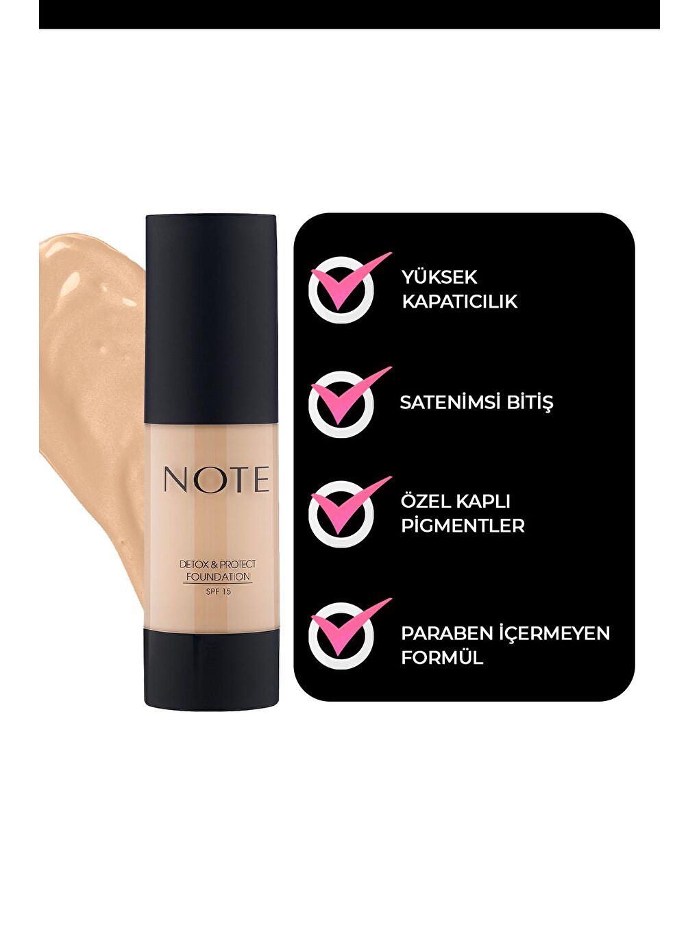 Note Cosmetique Bej Detox & Protect Canlandırıcı Etkili SPF 15 Kapatıcı Fondöten 111 - 2