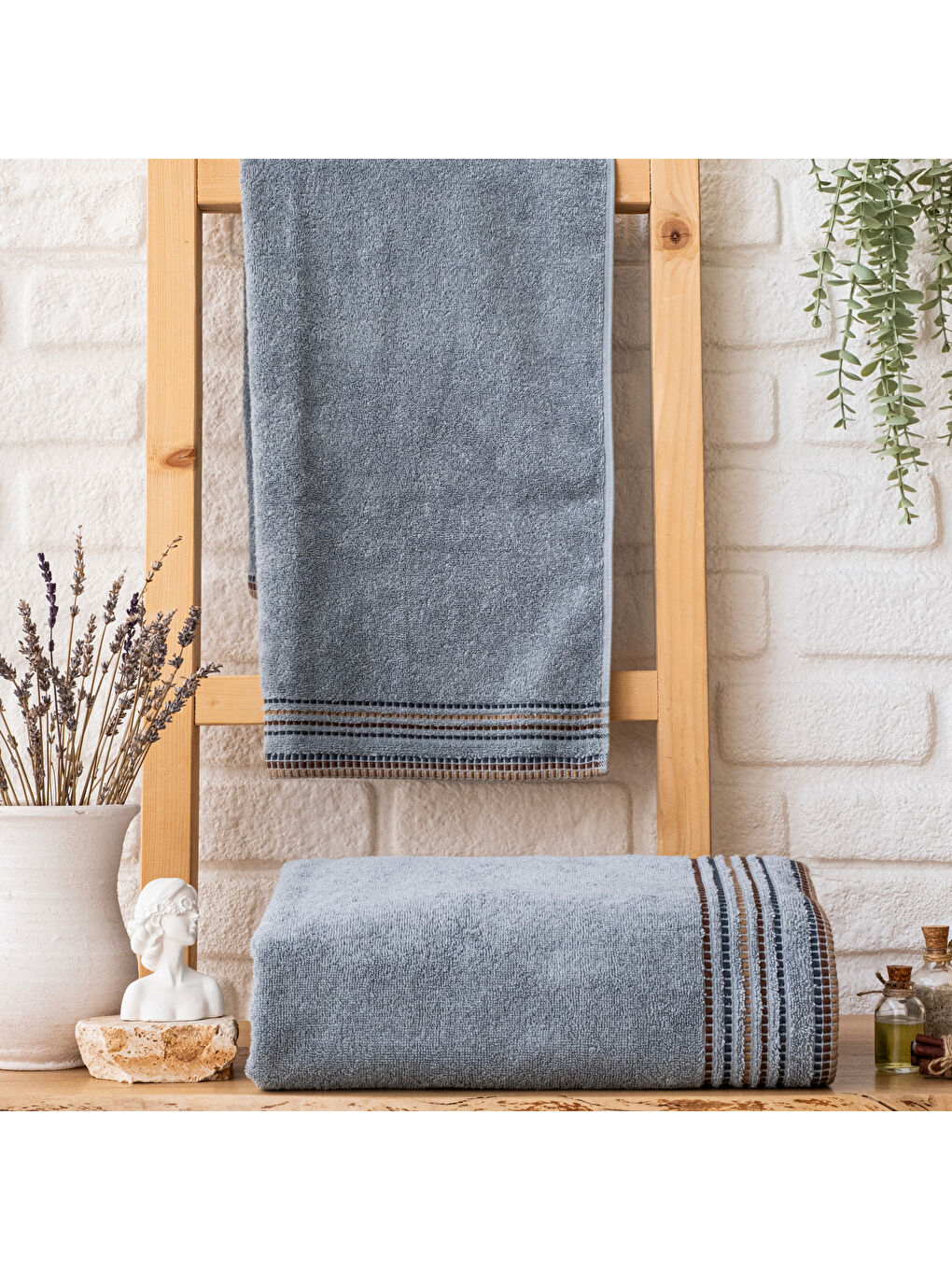 Home Rosy Armürlü Havlu 70x140 Cm-İndigo-3