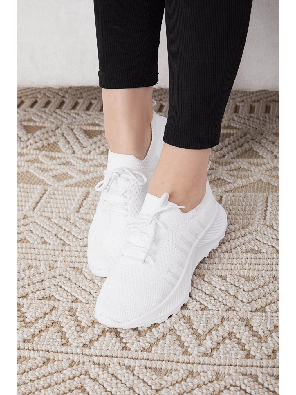 Kadın Beyaz Triko File Ayakkabı - 25207-1
