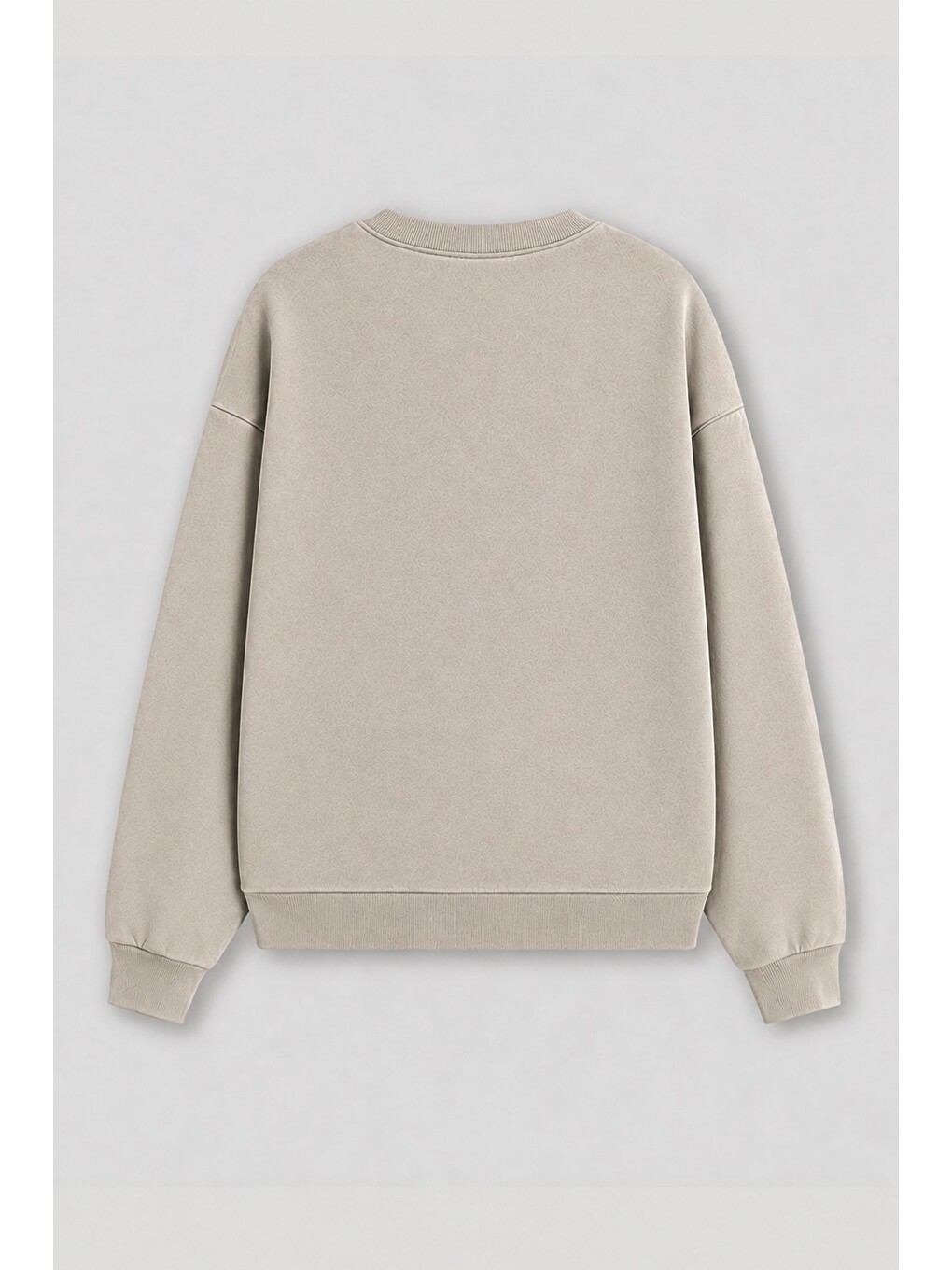 Bej Kadın Premium Kumaş 3 İplik Şardonlu Kuzu Kulağı Baskılı Sweatshirt-1