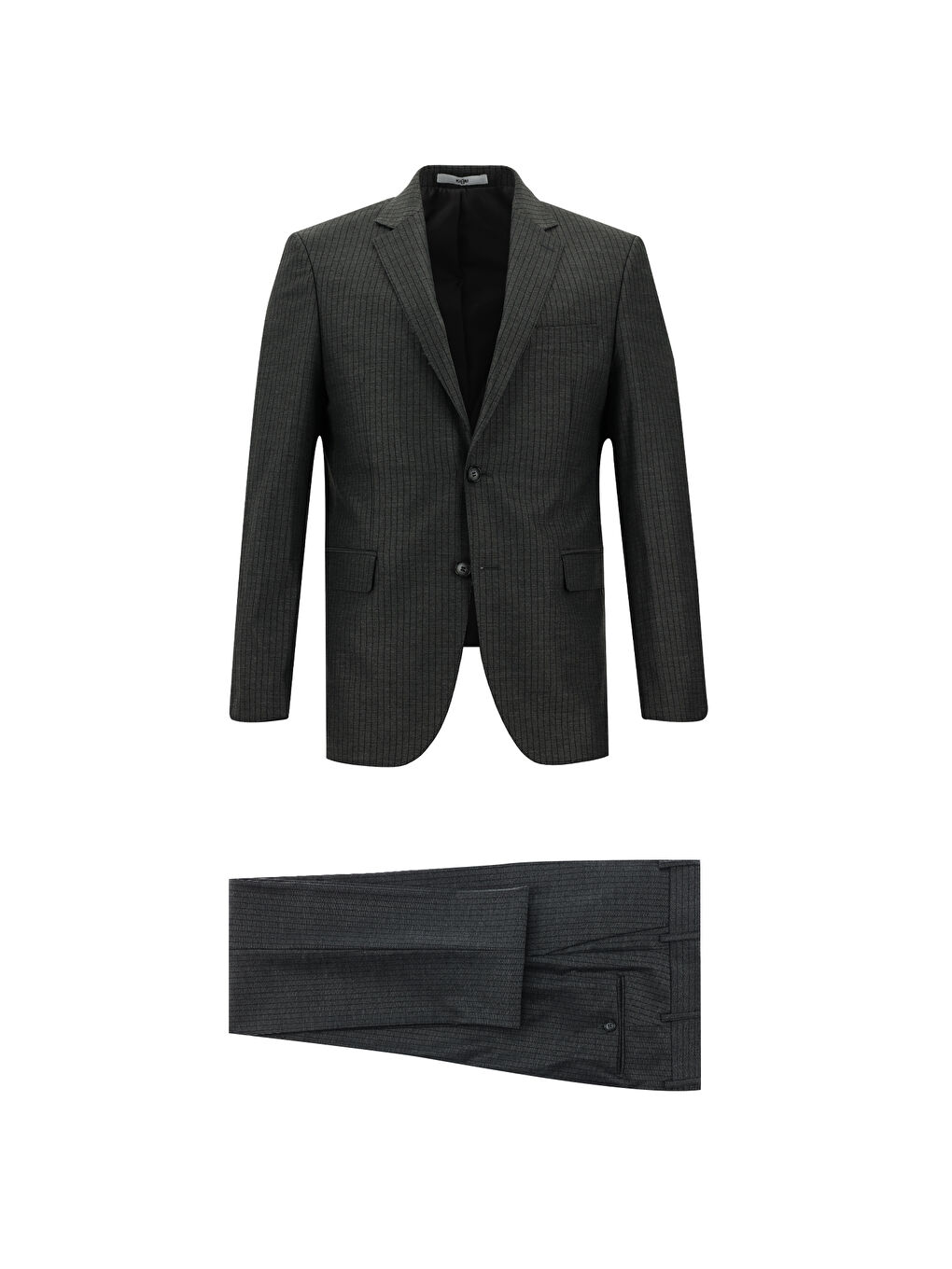 Gri Slim Fit Dar Kesim Klasik Çizgili Takım Elbise
