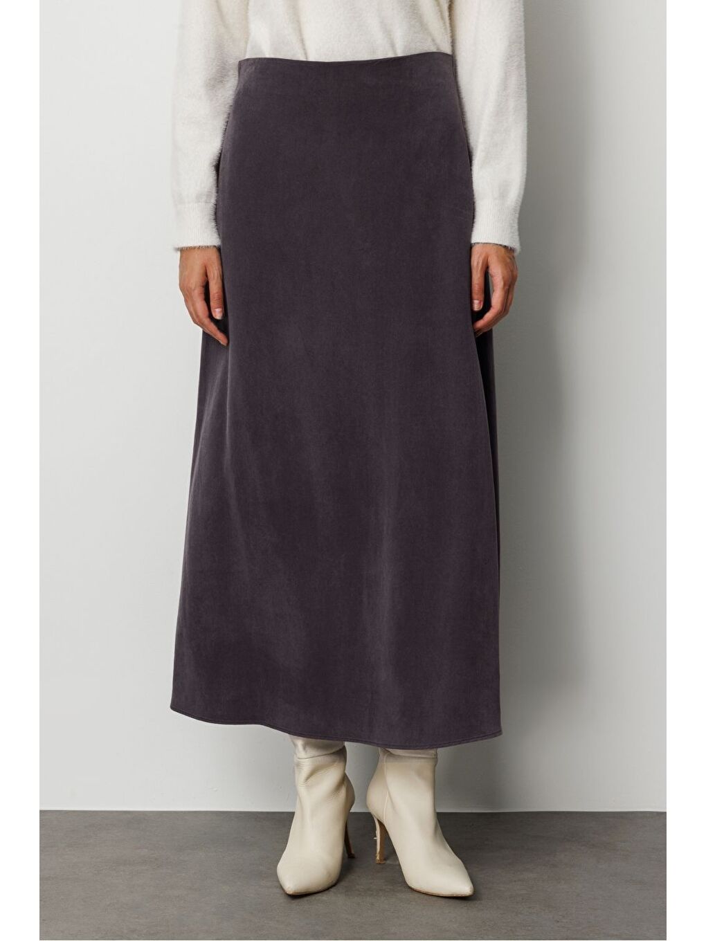 A Kesim Cupro Siyah Maksi Etek-1