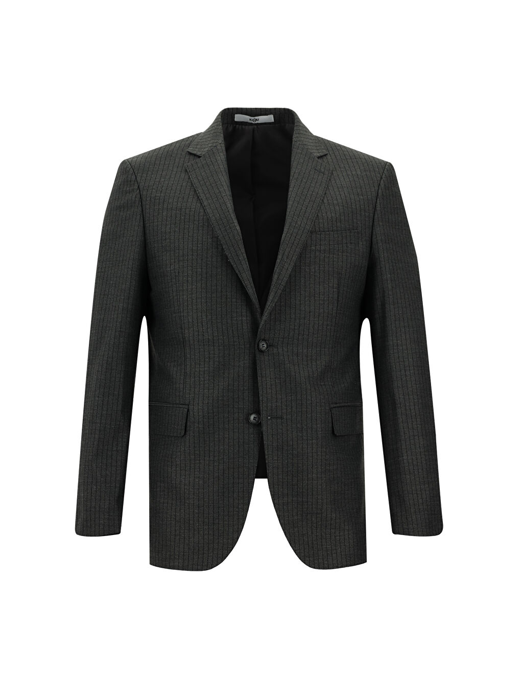 Gri Slim Fit Dar Kesim Klasik Çizgili Takım Elbise-1