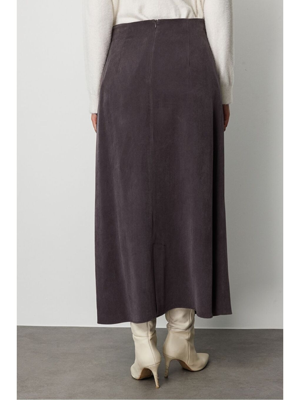 A Kesim Cupro Siyah Maksi Etek-2