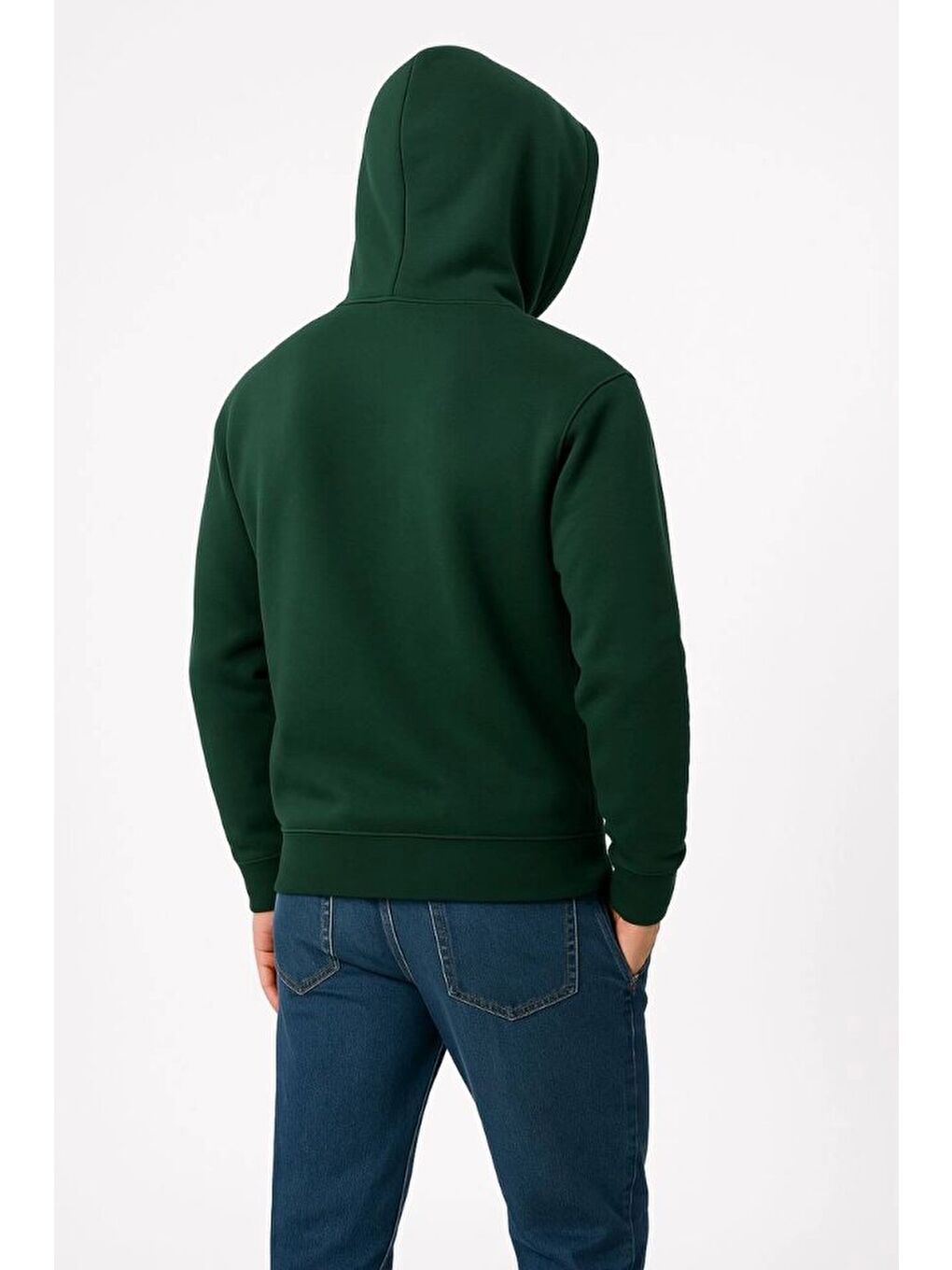 Erkek Üç İplik Kapüşonlu Kanguru Cepli SweatShirt Hoodie - Haki-1