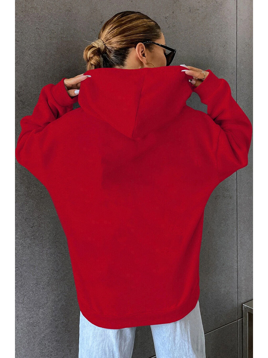 uyguntarz Kırmızı Holiday Baskılı Unisex Oversize Sweatshirt - 1