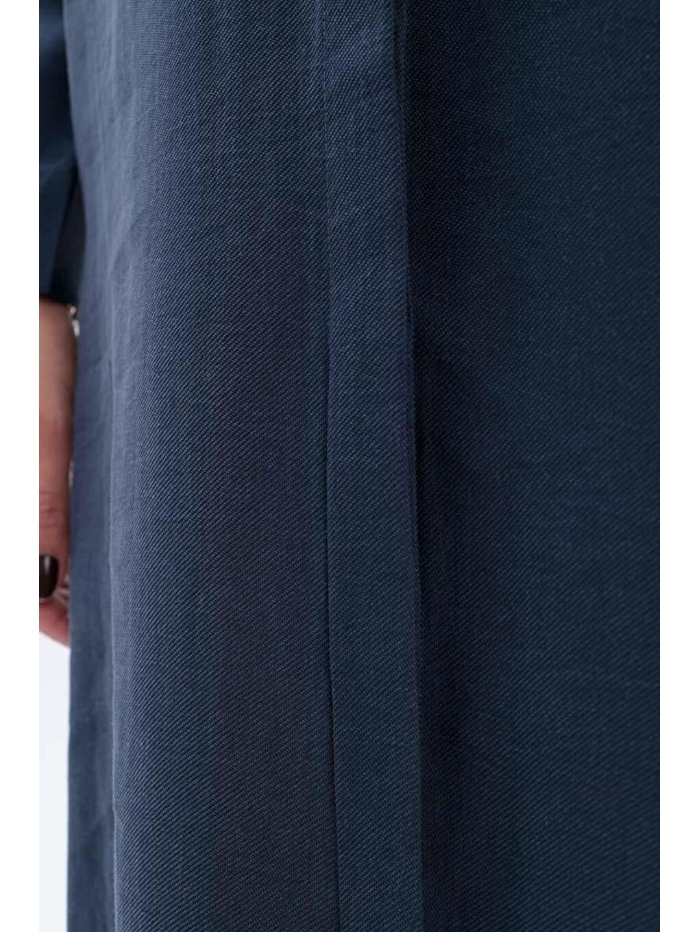 İndigo-Gizli Patlı Uzun Gömlek Tunik-4
