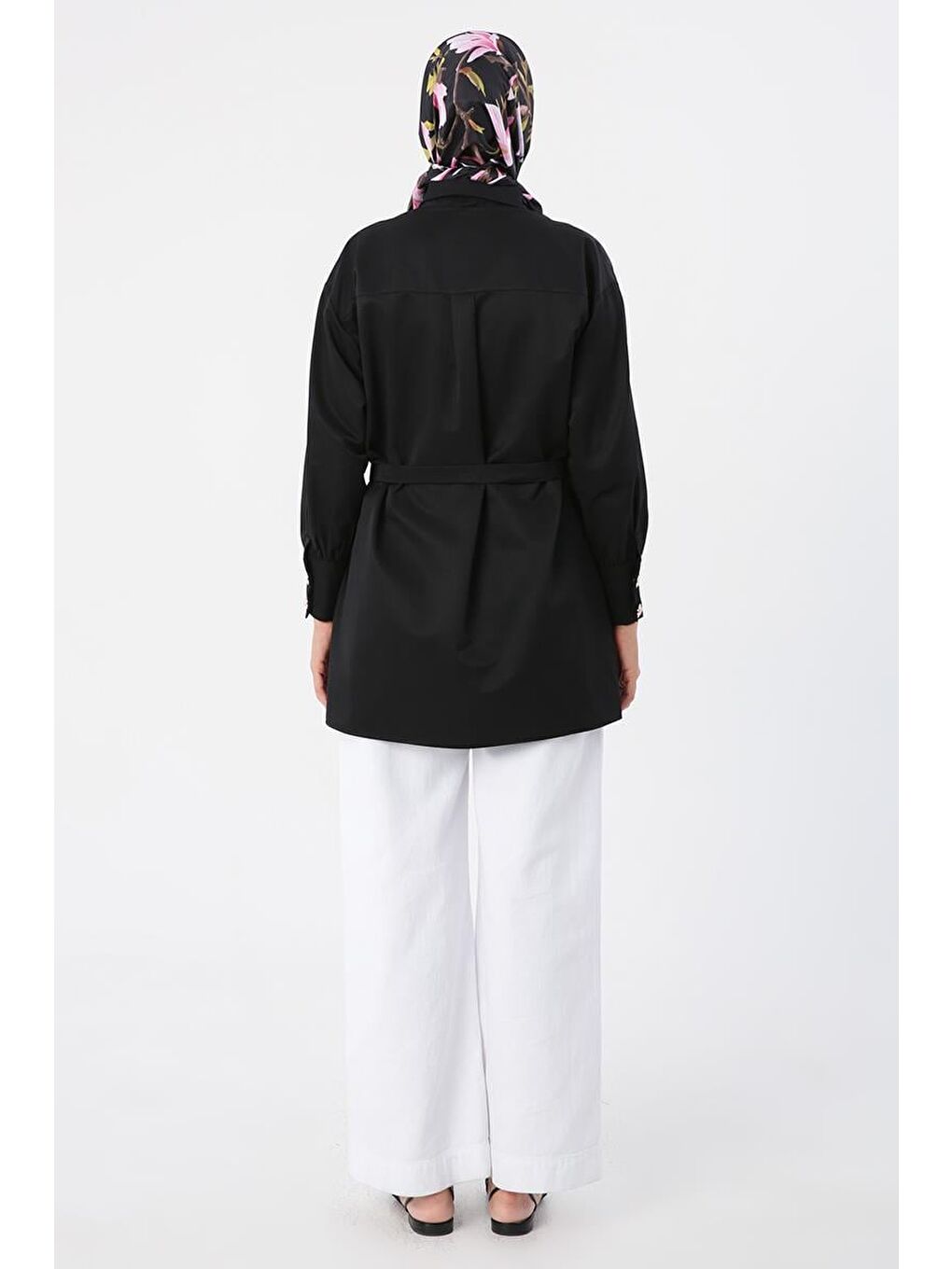 Siyah-Aplike Cepli Gömlek Tunik-3