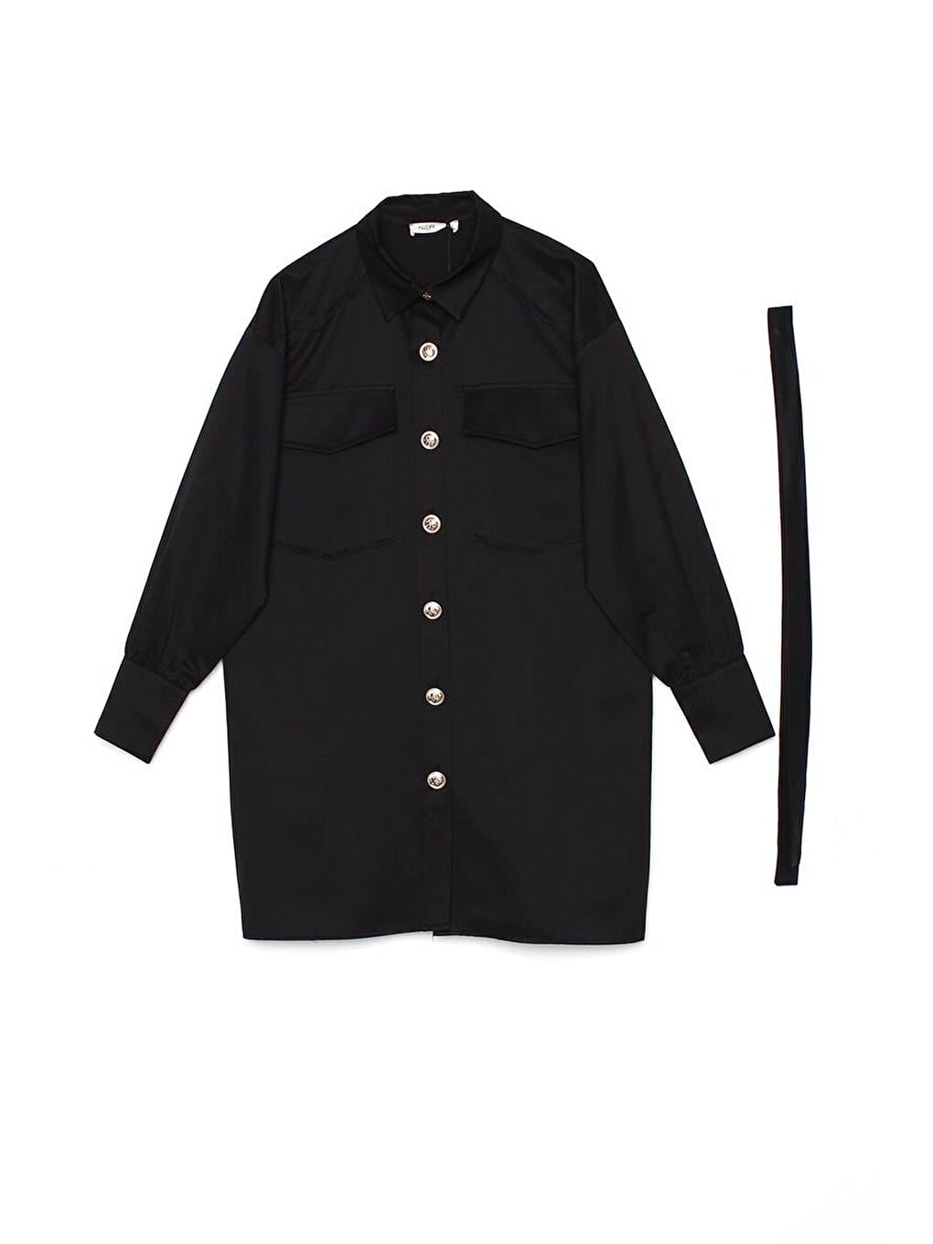 Siyah-Aplike Cepli Gömlek Tunik-5