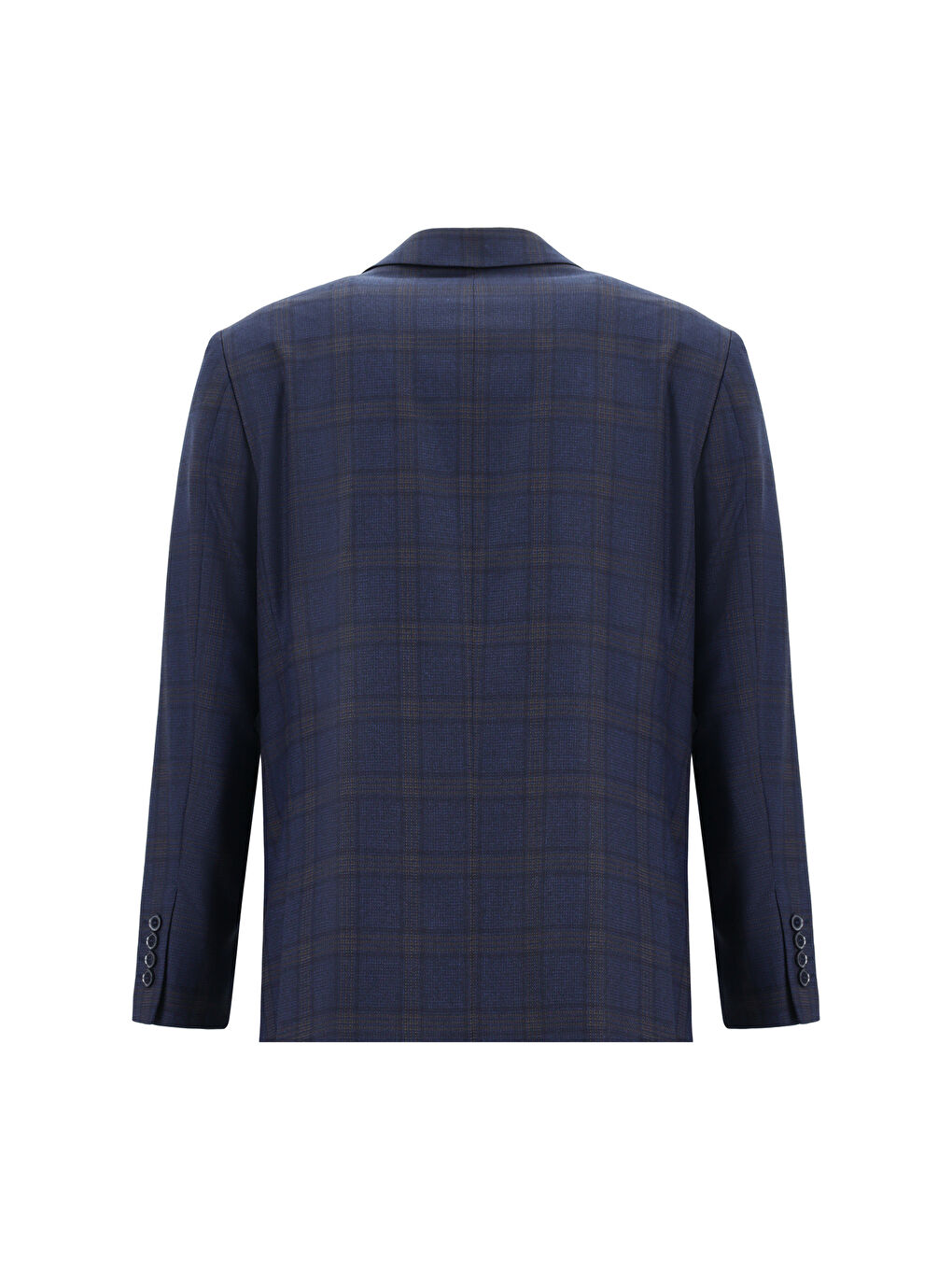 Lacivert Relaxed Fit Rahat Kesim Ekose Kombinli Takım Elbise-2