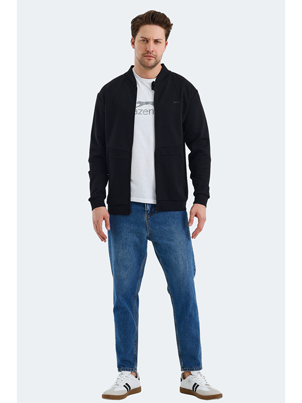 SLAZENGER VLAD Erkek Fermuarlı Sweatshirt Siyah
