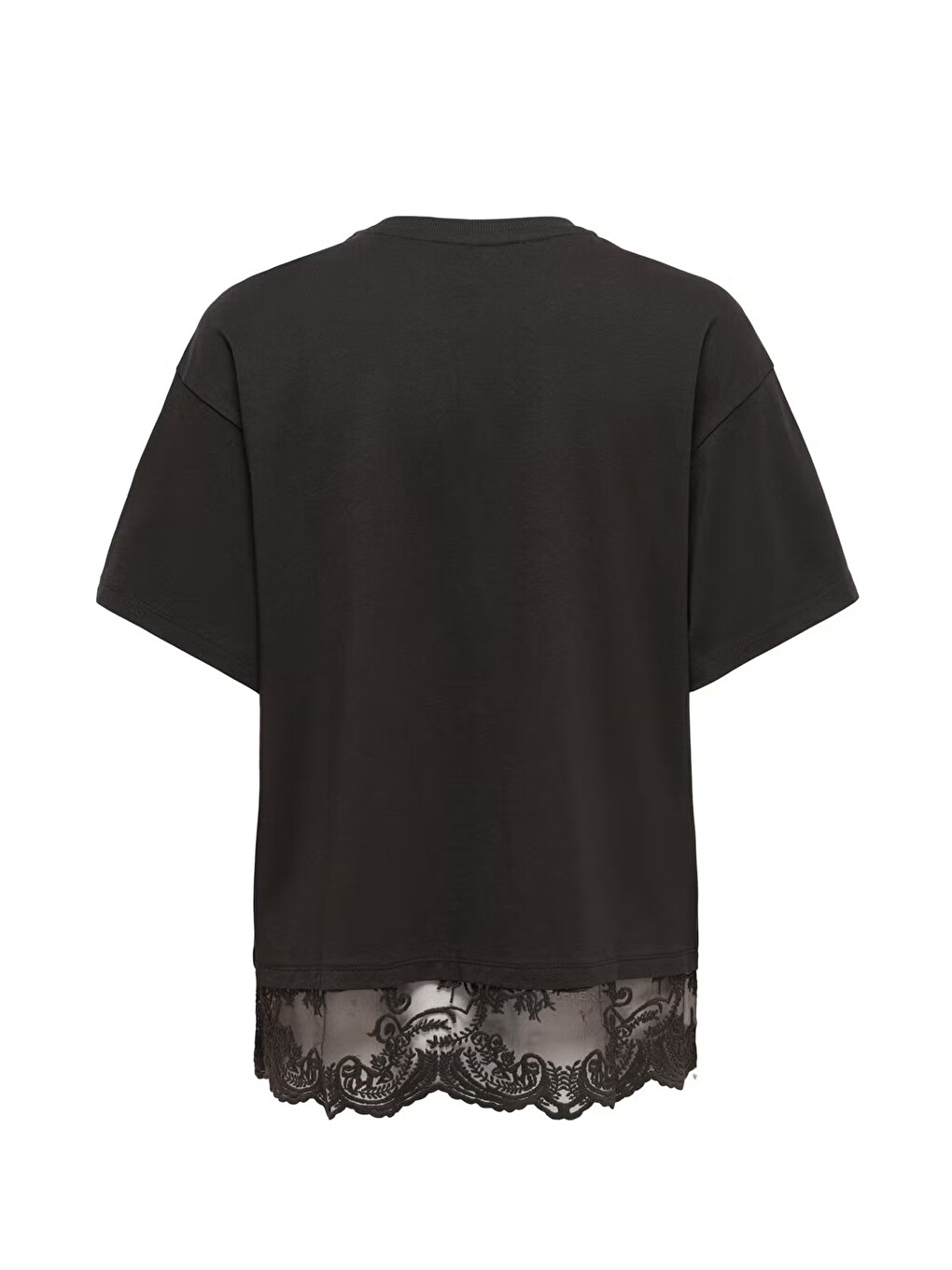 Kahverengi Onlvivvi Pamuklu Bisiklet Yaka Dantel Detaylı Kadın T Shirt 15385031-4